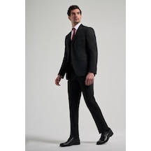 İmza Siyah Kendinden Desenli 2 Düğme Classic Esnek Slim Fit Takım Elbise 1001250156 Siyah