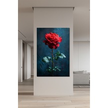 Gül Baskılı Cam Tablo Kırmızı Gül Çiçeği Modern Dekoratif Duvar Tablosu