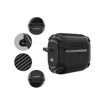 Apple Uyumlu AirPods 1. / 2. Nesil Kılıf Karbonfiber Tpu Silikon Kılıf 26 001