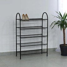 Ayakkabılık 5 Katlı Metal Ayakkabı Rafı Tel Raf 5067 Siyah