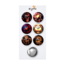 Five Nights At Freddy's Foxy The Pirate Fox Oyun Ve Freddy Fazbear Oyun 6'lı Metal Rozet Seti 58mm İğneli Buton Çanta Yaka Rozeti Çok Renkli