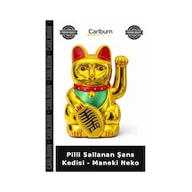 Pilli Sallanan Şans Kedisi - Maneki Neko Aksesuar Süs İlginç Hediye Salon Objesi