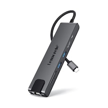 Lemorele Tc25 7 İn 1 Usb Type-c Hub Çoklayıcı Rj45 Ethernet, 2x 3.0 Usb, 4k Hdmı, Sd Kart Okuyuculu Çoğaltıcı