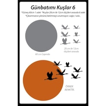 Günbatımı Kuşlar5 Duvar Sticker Dekoratif Duvar Çıkartma Sticker Gri Siyah Kombin Siyah 60 X 60