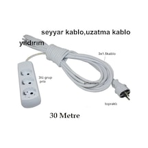 Seyyar Kablo Uzatma Kablo Ara Kablo 30 Metre 3 Lü Grup Priz