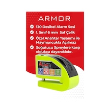 Armor Alarmlı Motorsiklet Disk Kilidi Çelik Gövde 606 Mva 6mm-yeşil