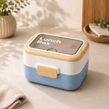 2 Katlı Lunch Box, 304 Paslanmaz Çelik Bölmeli Beslenme Kutusu,mavi Çok Renkli