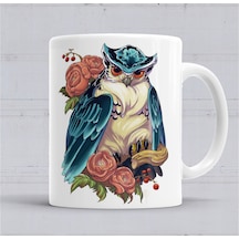 Baykuş Hayvan Owl Colour Drawing Çizim Kupa Bardak Porselen Karışık