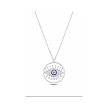 Çekirdekjewelry 925 Ayar Gümüş Taşlı Nazar Göz Kolye Rose Rodyum Sarı Altın Kaplama Gri