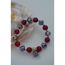 Stoneage Jewellery Çek Kristali ve Mor Akik Bileklik Çok Renkli