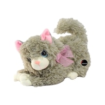 Miyavlayan Sesli Kedi Peluş Oyuncak 30 Cm Gri