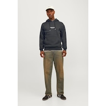 Jack & Jones Kapüşon Yaka Koyu Gri Erkek Sweatshırt 12241687 Jorvesterbro Sweat Hood No Gri