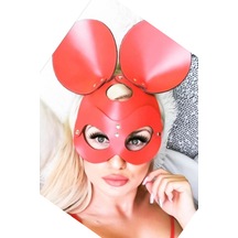Nana & Mayka Moda Fantazi Maske Mickey Deri Maske Fantezi Aksesuar Mask-18 Siyah Kırmızı