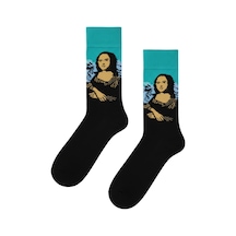 Carnaval Socks Mona Lisa Art Desenli Renkli Çorap Çok Renkli