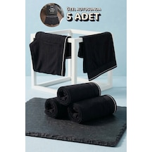 Andredimoda Erkek Pamuklu Likralı Boxer 5'li Premium Paket Çeyizlik Özel Dizayn Siyah Siyah
