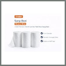 Bezos Sargı Bezi 15 Cm X 10 M 3 Adet Pamuklu Hidrofil Gazlı Bez Rulo Sargı Bezi Seti Mmbz