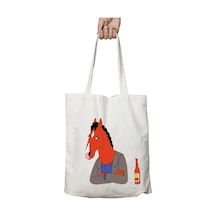 Art Hediye Bojack Horseman And Bottle İki Taraf Kalıcı Yıkanabilir Okul Plaj Omuz Bez Çanta Çok Renkli