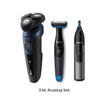 Philips S5445 Islak - Kuru Sinek Kaydı Tıraş - Banyo Vücut Bakım - Kulak-burun Tüy Kesme Makinesi 3'lü Set