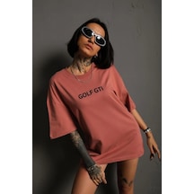 Wear Vexel Kadın Oversize Tişört Golf Gtı Retro Araba Baskılı T-shirt - Gül Kurusu Gül Kurusu