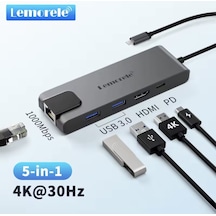 Lemorele 5'in 1'i Pd 100w/ Hdmı 4k/rj45 100mbs./usb 3.0 Çoklayıcı