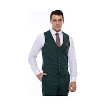 Wessi Yeşil Desensiz 8 Düğmeli Erkek Yelek 001