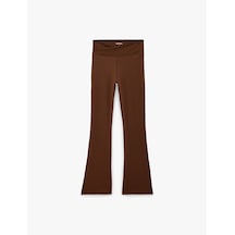 Koton Slim Fit Kemer Detaylı İspanyol Paça Spor Tayt Kahverengi 6sak40428nk Kahve