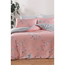 Çift Kişilik Pamuklu Nevresim Takımı 4 Parça Lucia Desen Coral / Yumuşak Dokulu Coral