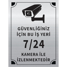 Mayeka Güvenliğiniz İçin Bu İşyeri 7 24 Kamera İle İzlenmektedir Levha Gümüş Metal Yönlendirme