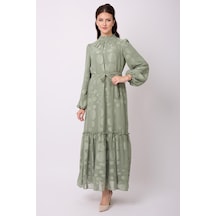 Violevin Er-cool Kadın Kuşaklı Şifon Elbise 8159-34-yeşil