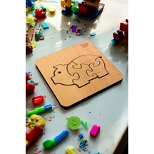 Plywood Ahşap Boyanabilir Çocuklar Puzzle 4mm Domuz Boya Setli