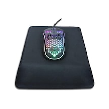 Ergonomik Kare Siyah Mouse Pad, Kaymaz Taban, Suya Dayanıklı
