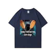 Flood Of Style Retro İskelet Meme Grafik T-shirt Erkek Kadın Vintage Artı Boyutu Üstleri Saf Pamuk Kısa Koll Lacivert