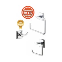 Çelik Banyo Paslanmaz Pirinç Banyo Aksesuar Set Havluluk-bornozluk-tuvalet Kağıtlık 10 Yıl Garantili Krom