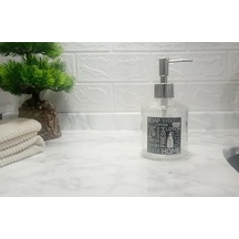 Cam Sıvı Sabunluk,siyah Etiketli 300ml Seti 7,6x15,5cm