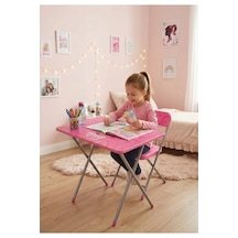 Barbie Lisanslı Katlanabilir Oyun Aktivite Ve Çalışma Masası Çocuk Masa Sandalye Seti Pembe