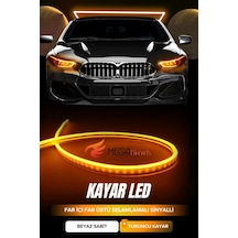 2 Renkli Kayar Sinyalli Far Üstü & Far İçi Gündüz Ledi 60 Cm Beyaz + Sarı