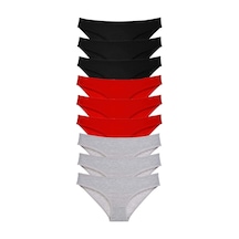 9 Adet Süper Eko Set Likralı Kadın Slip Külot Siyah Kırmızı Gri Mudanis Diğer