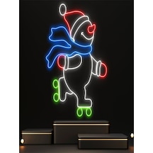 Kardan Adam Figürlü Yılbaşı Temalı Neon Tabela Beyaz