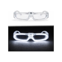 Glow Efektli Beyaz Led Işıklı Gözlük 3 Modlu Eğlence İçin