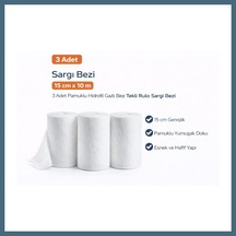 Bezos Sargı Bezi 15 Cm X 10 M 3 Adet Pamuklu Hidrofil Gazlı Bez Rulo Sargı Bezi Seti Agc