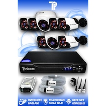 Picam 8 Kameralı Panda 2 İç Kamera Set HDD'siz Full HD Gece Görüşlü Güvenlik Kamerası Sistemi