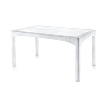 Omnipazar Omnipazar Sy-2587 Beyaz Rattan Dikdörtgen Kapalı Masa 44177 Beyaz