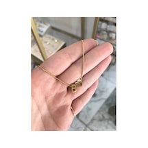 B Harfli Minimalist Kalp Kolye Altın