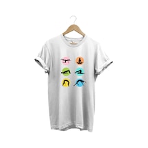 Yoga Meditasyon Hareketleri Baskılı %100 Pamuk Regular Fit Bisiklet Yaka Beyaz T-shirt Beyaz