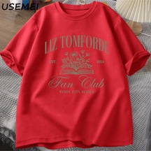 Flood Of Style Liz Tomforde Fan Kulübü Windy City Serisi T-shirt Kadın Erkek Rahat O Boyun Kısa Kollu Tişört Kırmızı
