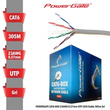 Powergate Cat6-Box 23Awg 0.57Mm Utp Cat6 Kablo 305M Gri