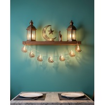 Minare Ramazan Led Işık, Altın Metal Gövdeli, Pilli, Günışığı Sarı