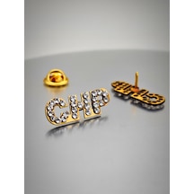 Swarovski Taşlı Chp ''cumhuriyet Halk Partisi'' Yaka Rozeti Altın