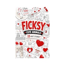 Sevimli Kedi Aşk, Sevgi, Sevgililer Günü Temalı Sticker Seti - 15 Adet Etiket Çıkartma Diğer