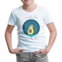Yoga - Avocado Inhale Beyaz Çocuk Tshirt